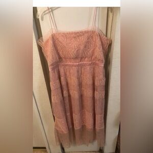 three floor pink lace strap dress sz 12
